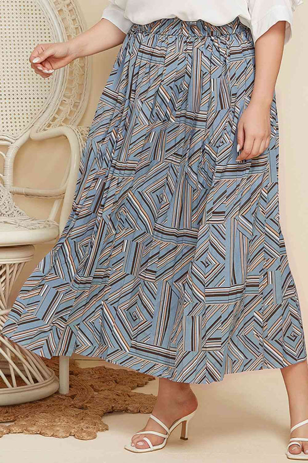 Plus Size Geometric Pleated Skirt |1mrk.com