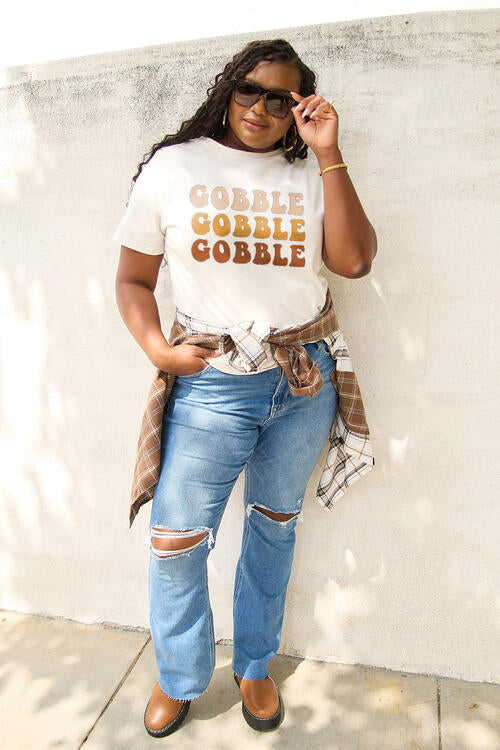 Simply Love Full Size GOBBLE Short Sleeve T-Shirt | 1mrk.com