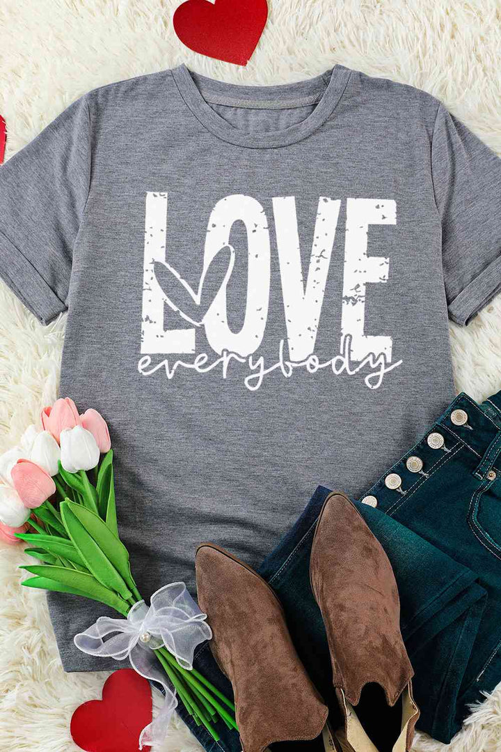 LOVE EVERYBODY Short Cuffed Sleeve T-Shirt | 1mrk.com