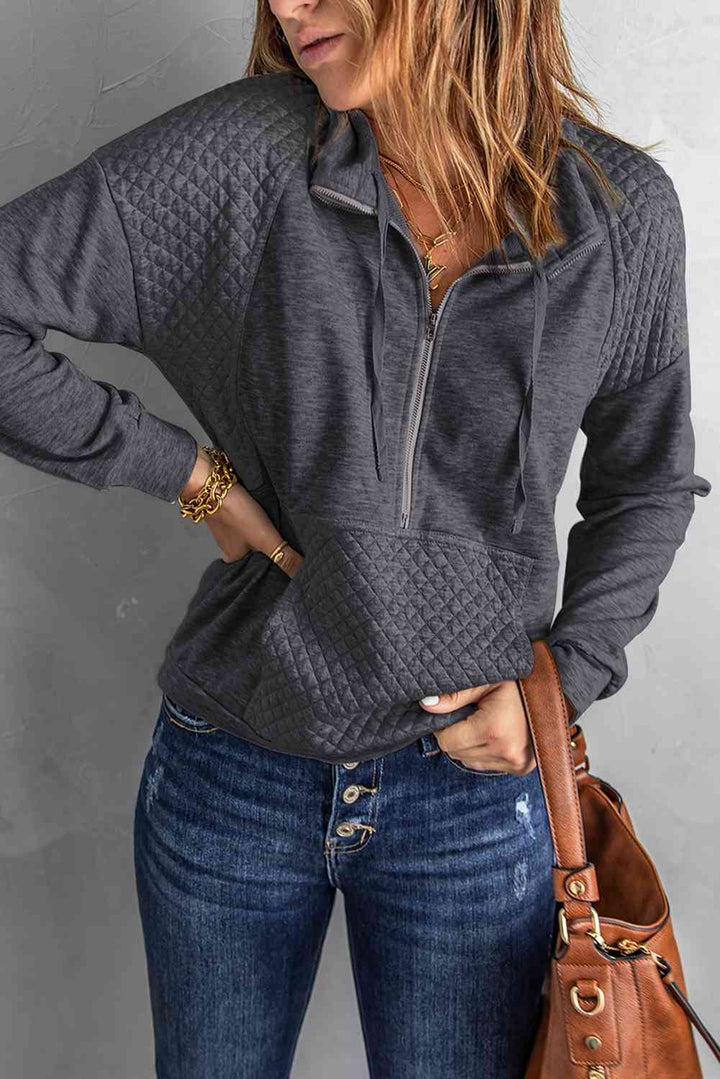 Quilted Half-Zip Sweatshirt with Pocket |1mrk.com