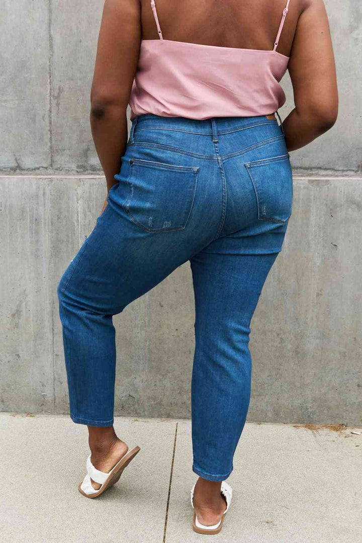 Judy Blue Melanie Full Size High Waisted Distressed Boyfriend Jeans | 1mrk.com