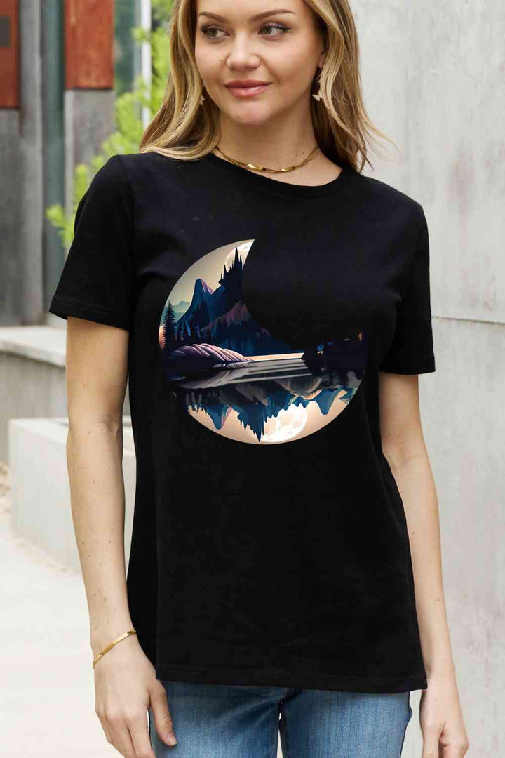 Simply Love Full Size Moon Graphic Cotton Tee | 1mrk.com