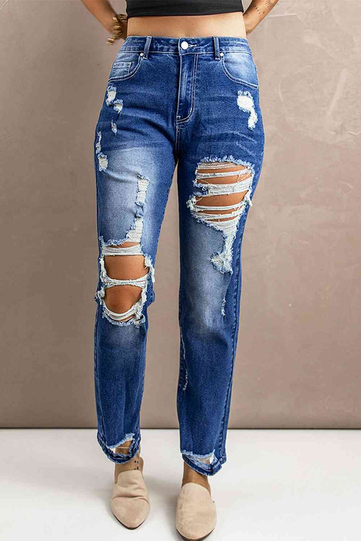 Baeful Distressed High-Rise Jeans with Pockets | 1mrk.com