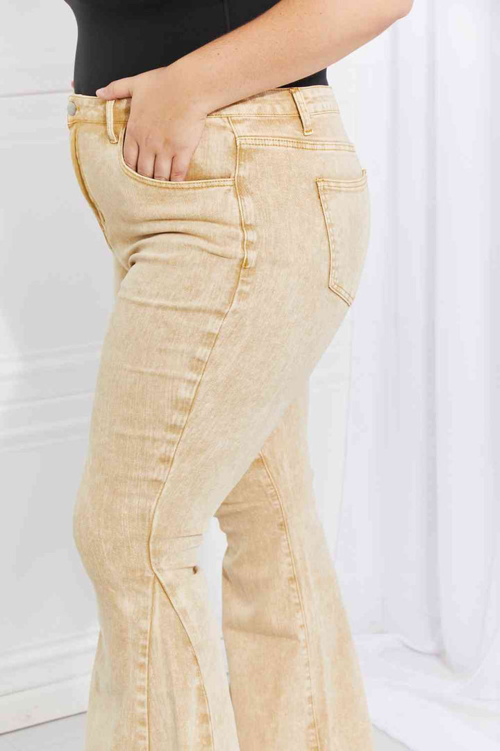Color Theory Flip Side Fray Hem Bell Bottom Jeans in Yellow | 1mrk.com