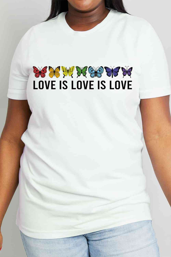 Simply Love Full Size LOVE IS LOVE IS LOVE Graphic Cotton Tee | 1mrk.com