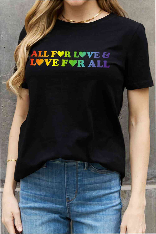 Simply Love Full Size ALL FOR LOVE & LOVE FOR ALL Graphic Cotton Tee | 1mrk.com