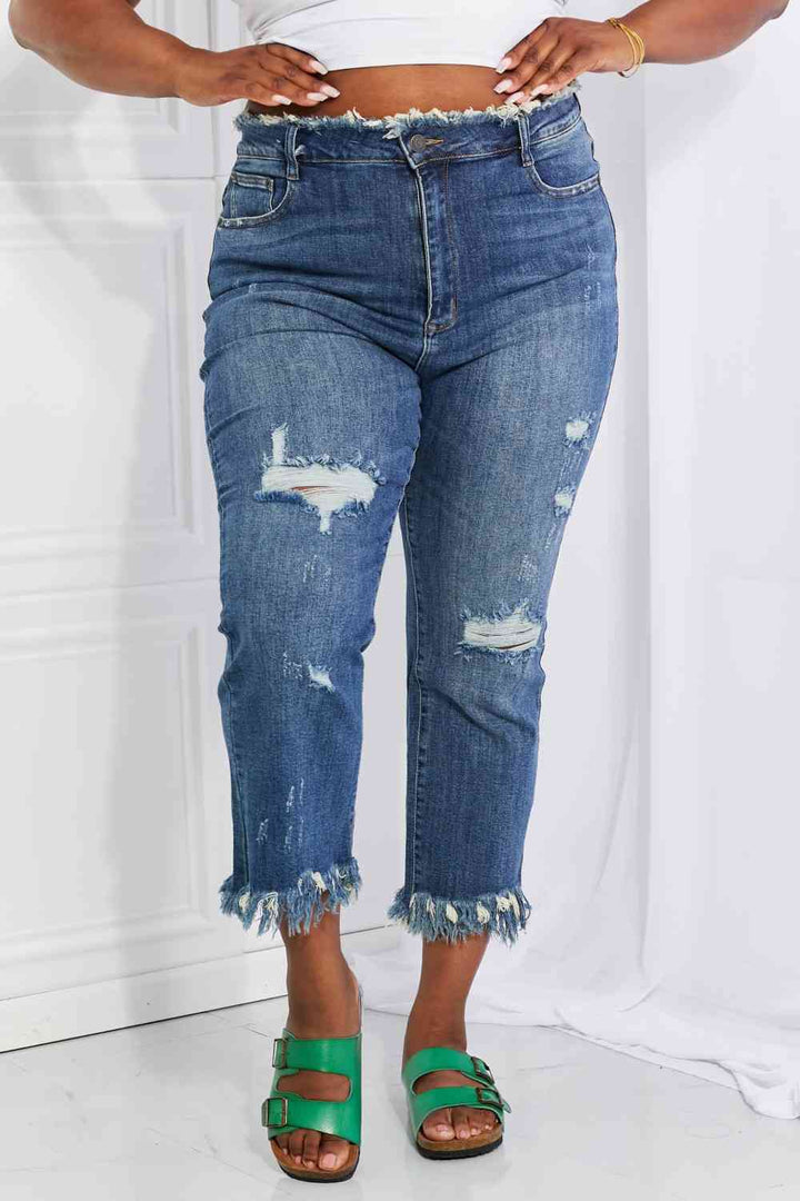 RISEN Full Size Undone Chic Straight Leg Jeans | 1mrk.com