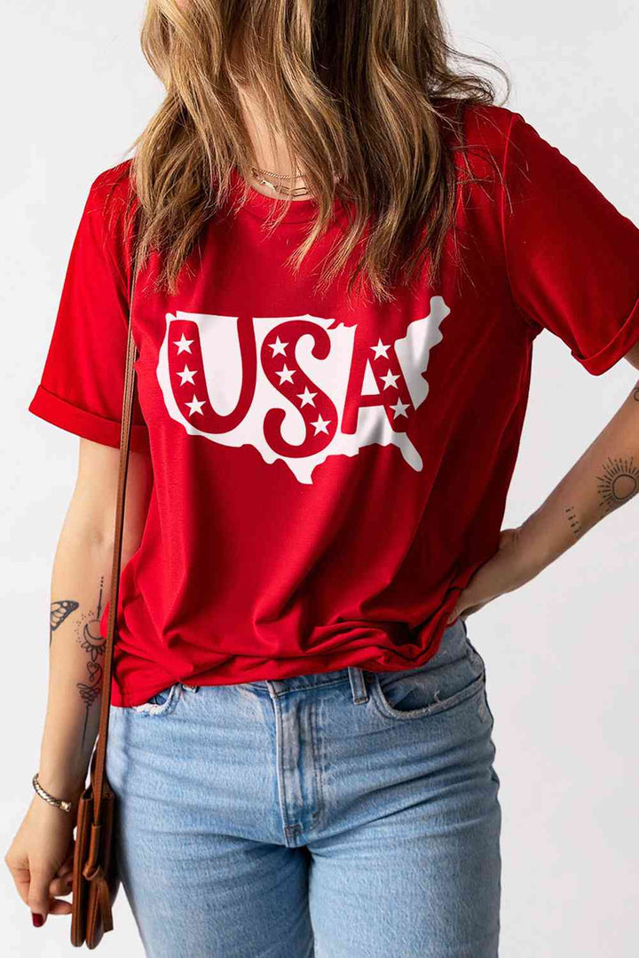USA Graphic Round Neck T-Shirt | 1mrk.com