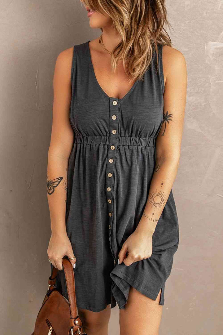 Sleeveless Button Down Mini Magic Dress | 1mrk.com