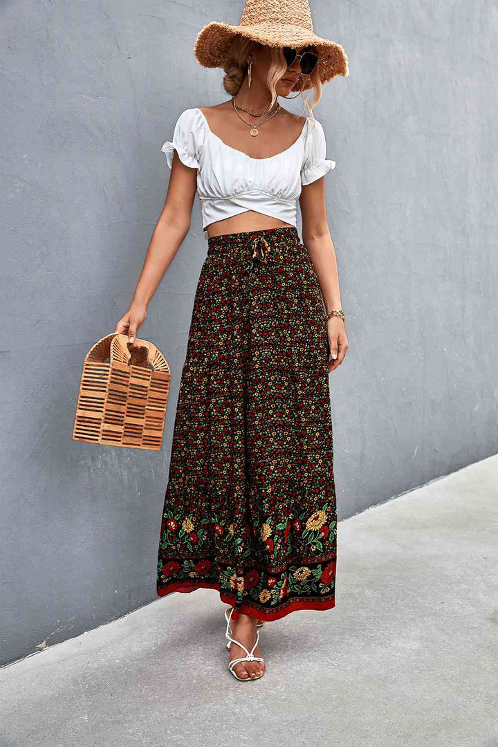 Floral Tied Maxi Skirt |1mrk.com