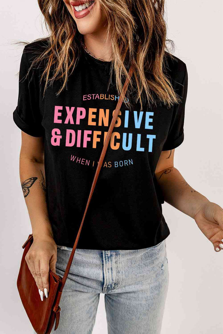 Slogan Graphic Cuffed Sleeve Tee | 1mrk.com