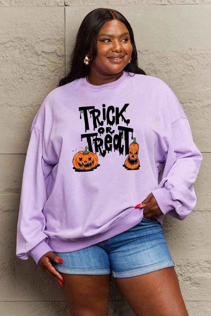 Simply Love Full Size TRICK OR TREAT Graphic Sweatshirt |1mrk.com