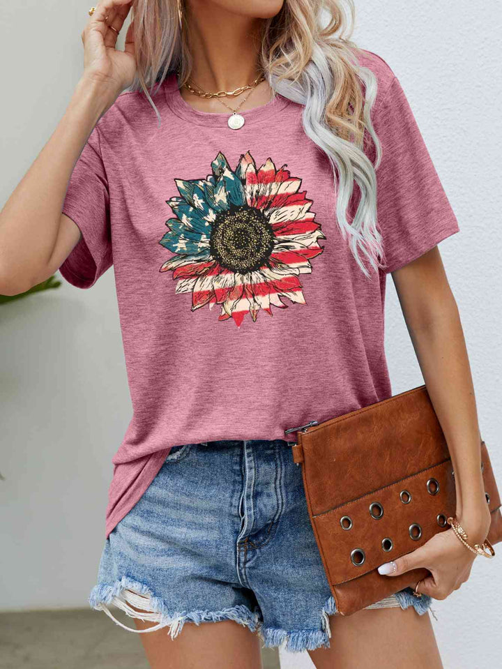 US Flag Flower Graphic Tee | 1mrk.com