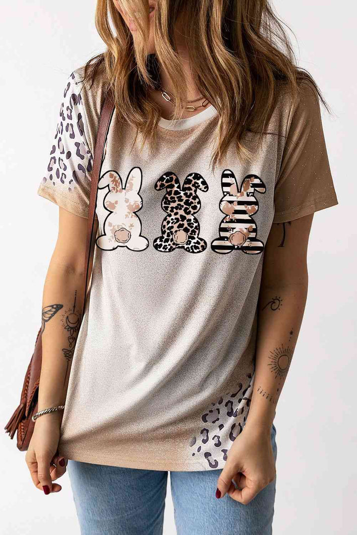 Easter Leopard Rabbit Graphic T-Shirt | 1mrk.com