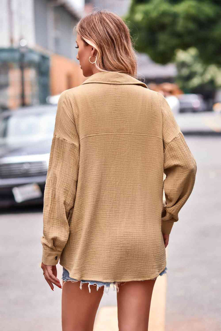 Textured Dropped Shoulder Longline Shirt |1mrk.com