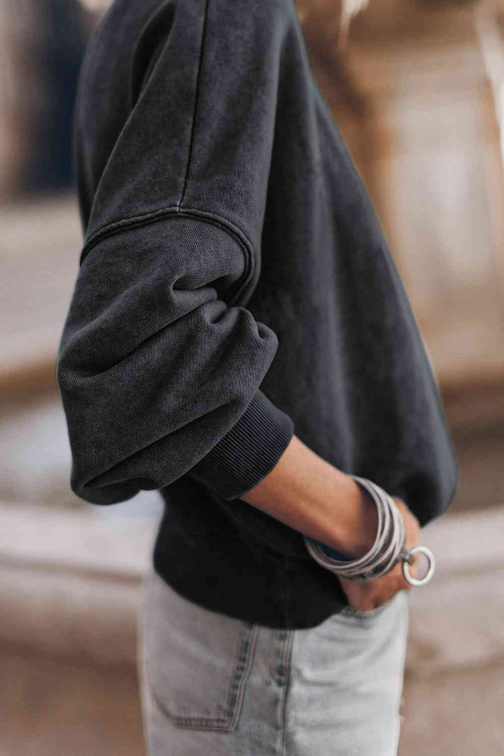 Round Neck Dropped Shoulder Sweatshirt |1mrk.com