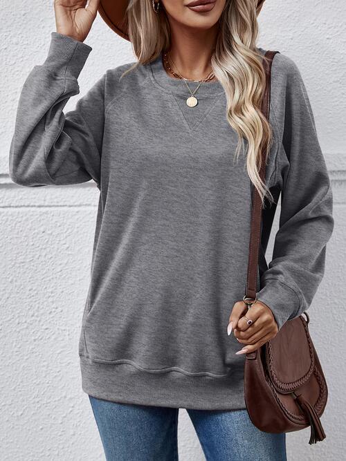 Round Neck Long Sleeve Sweatshirt |1mrk.com