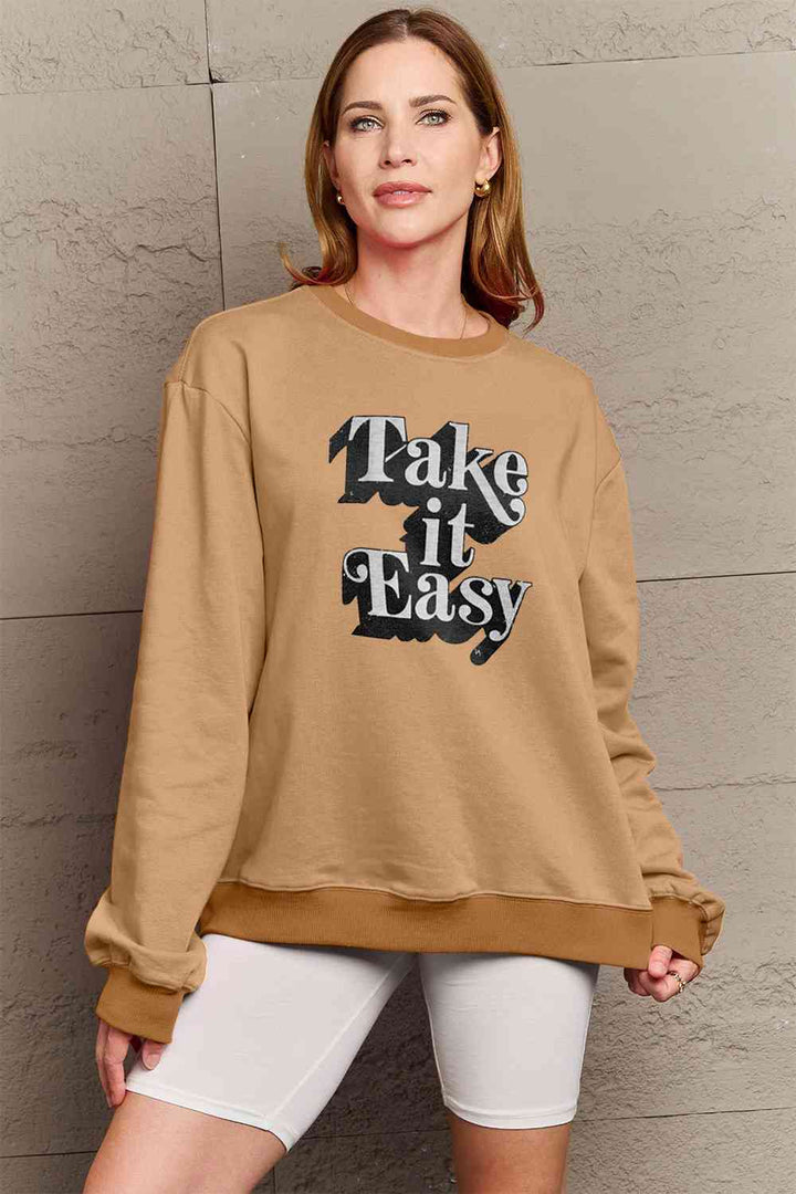 Simply Love Full Size TAKE IT EASY Graphic Sweatshirt |1mrk.com