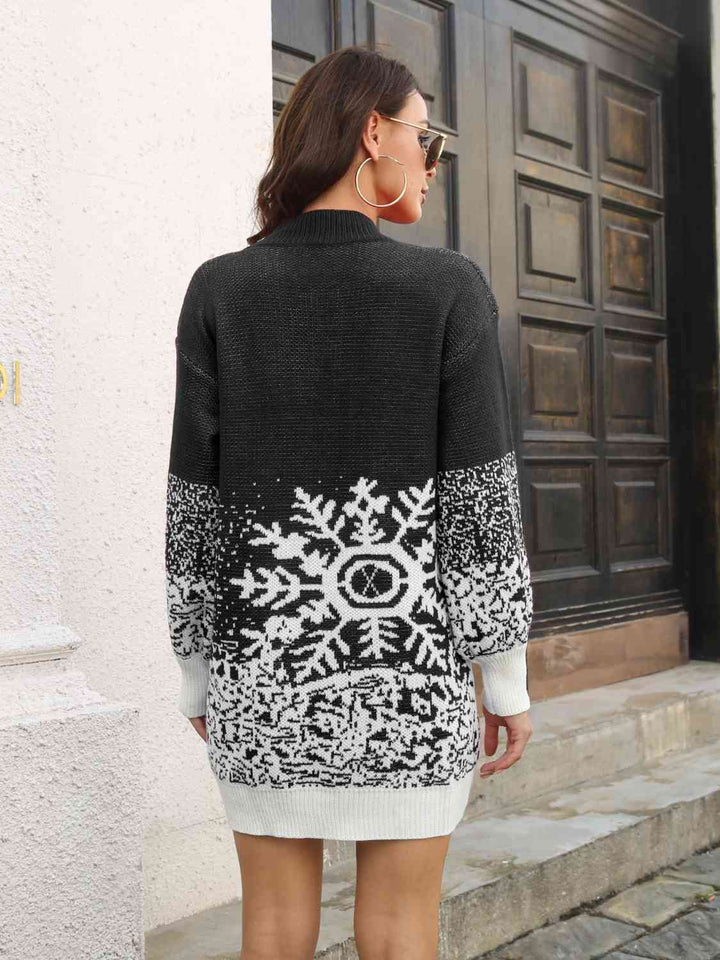 Snowflake Pattern Sweater Dress | 1mrk.com