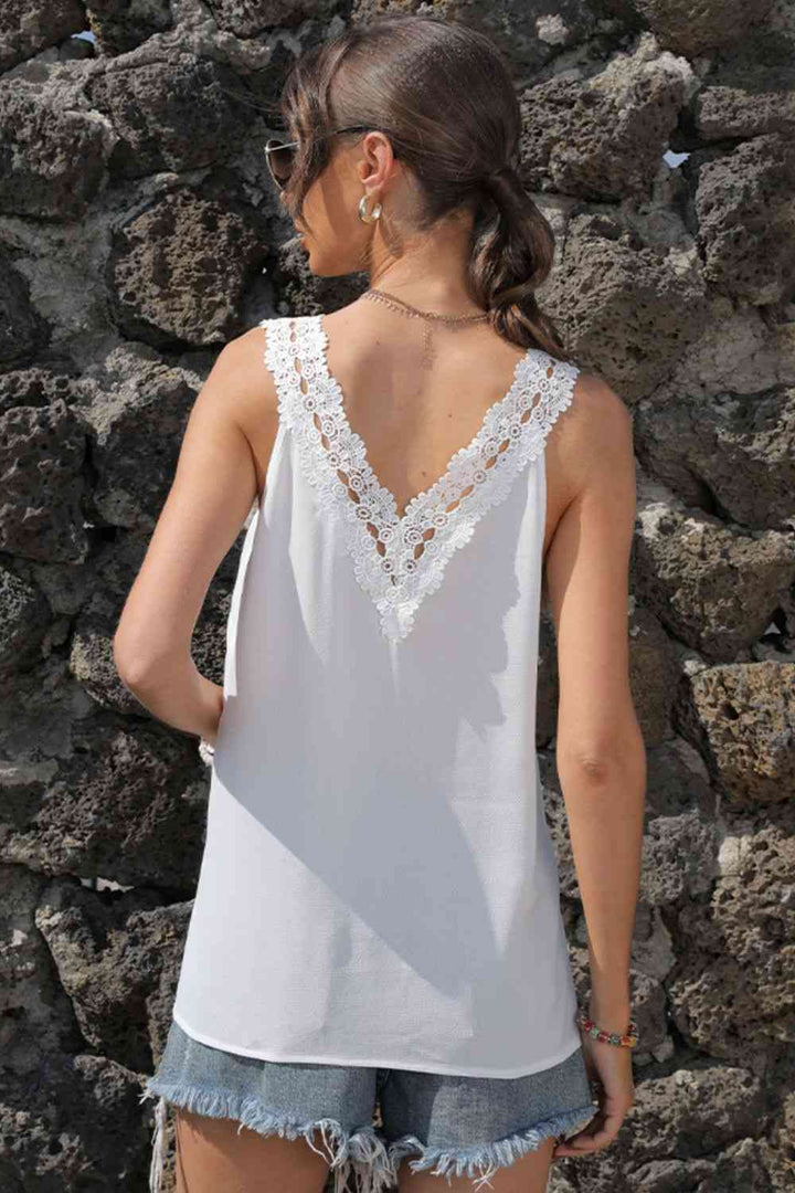 Spliced Lace Deep V Tank | 1mrk.com