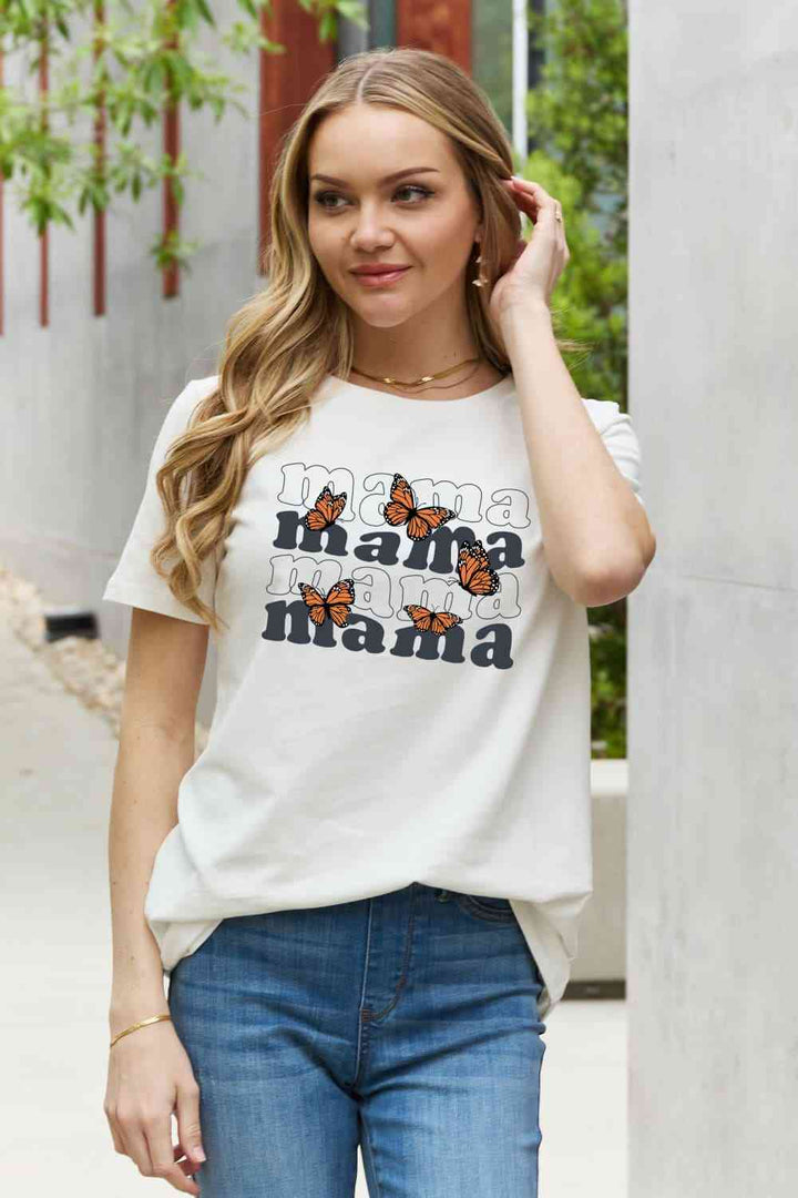 Simply Love MAMA Butterfly Graphic Cotton T-Shirt | 1mrk.com