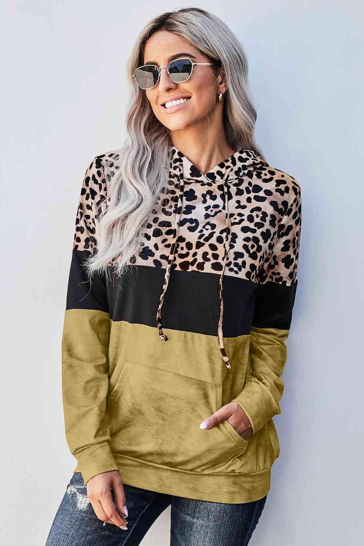 Leopard Color Block Hoodie | 1mrk.com