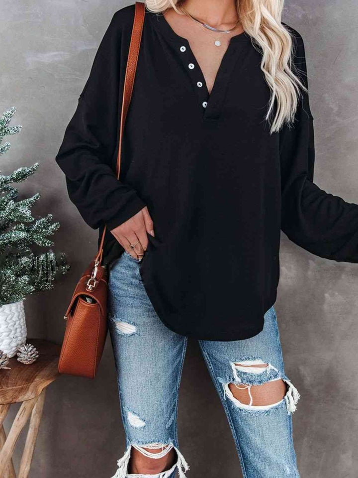 Buttoned Drop Shoulder Top | 1mrk.com