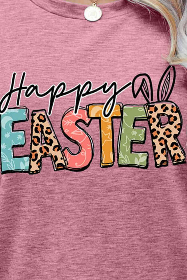 HAPPY EASTER Graphic Round Neck Tee Shirt | 1mrk.com