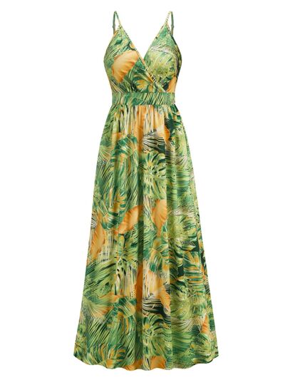 Printed Surplice Spaghetti Strap Dress |1mrk.com