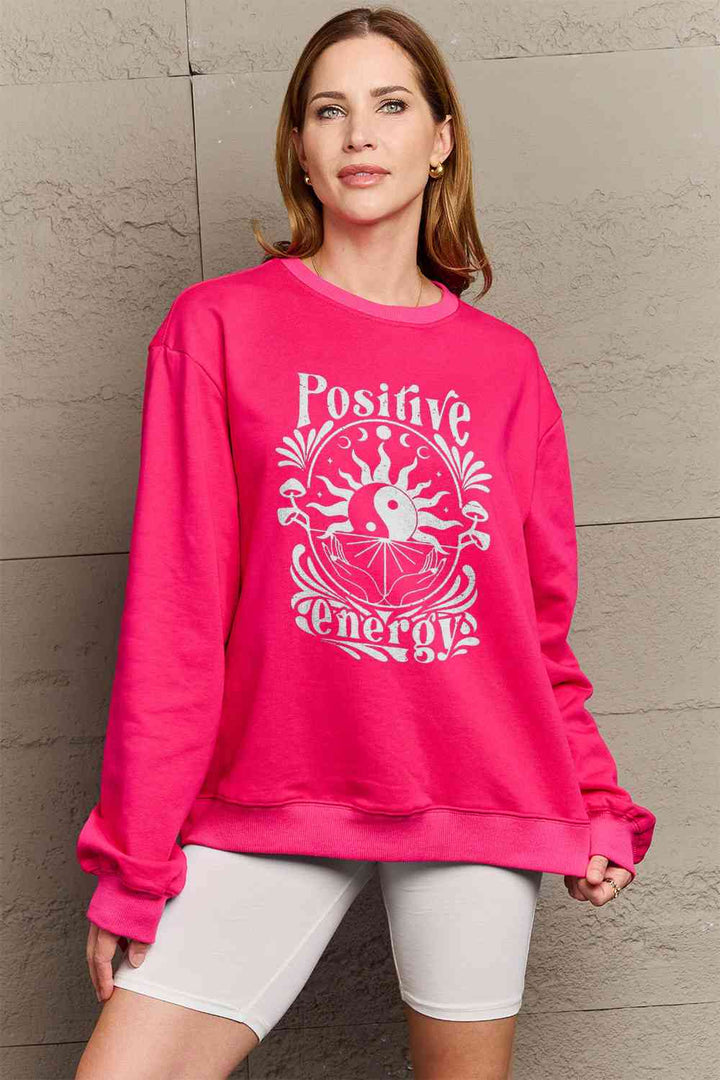 Simply Love Full Size POSITIVE ENERGY Graphic Sweatshirt |1mrk.com