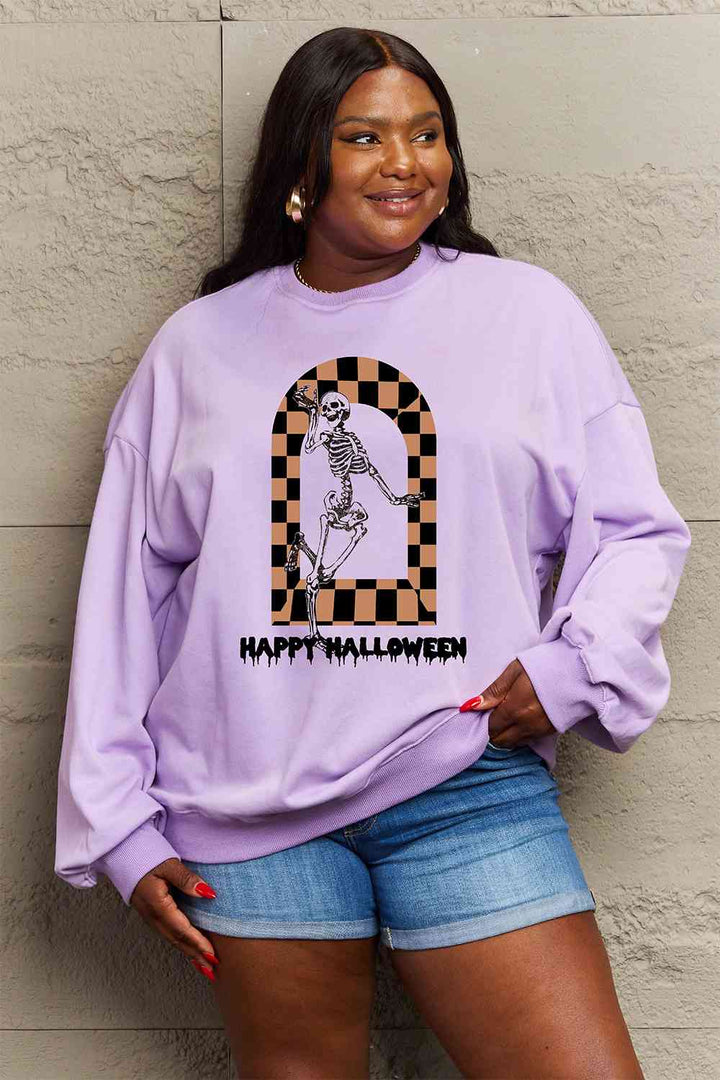 Simply Love Full Size HAPPY HALLOWEEN Graphic Sweatshirt |1mrk.com