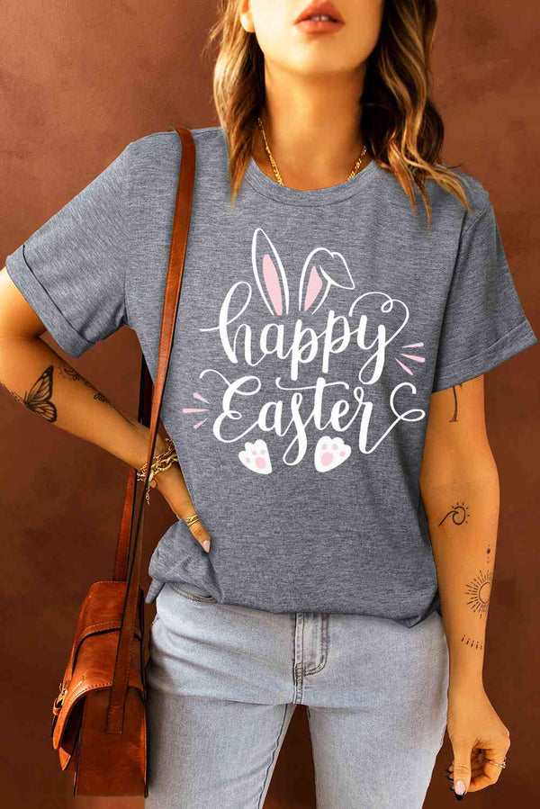 HAPPY EASTER Graphic Round Neck Tee | 1mrk.com