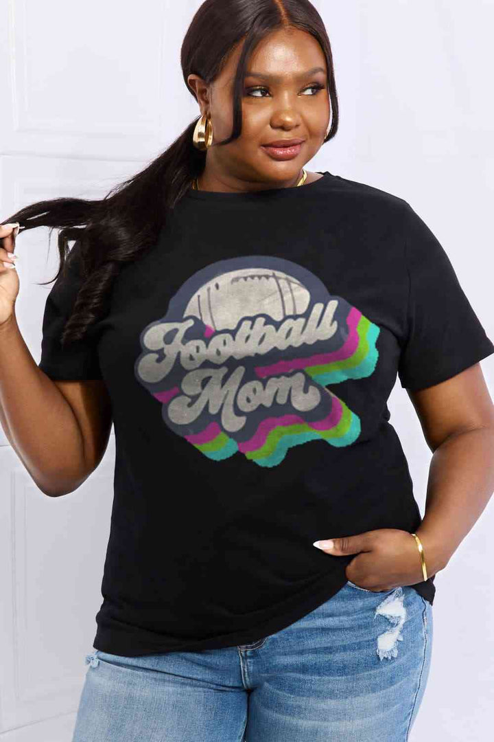 Simply Love Full Size FOOTBALL MOM Graphic Cotton Tee | 1mrk.com