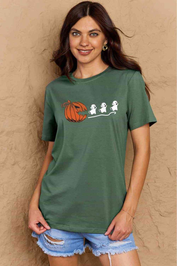 Simply Love Full Size Jack-O'-Lantern Graphic Cotton T-Shirt | 1mrk.com