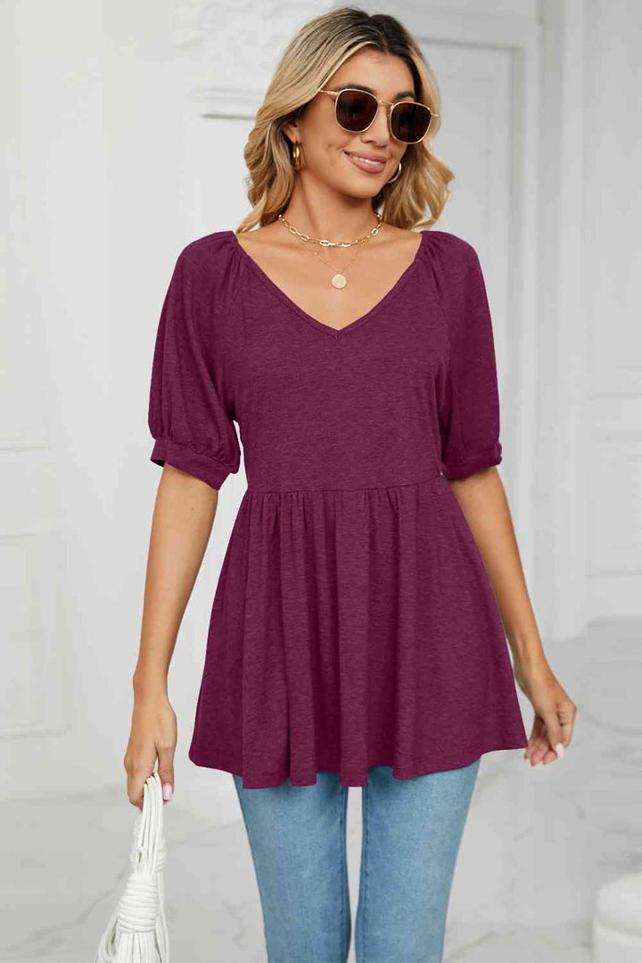 V-Neck Babydoll Top | 1mrk.com