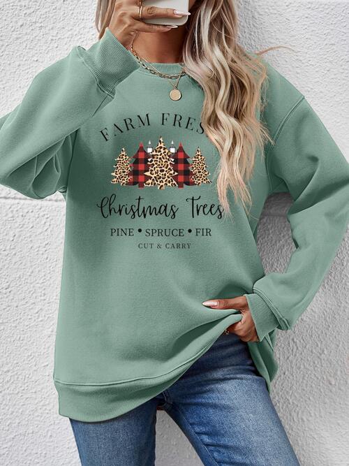 Graphic Round Neck Long Sleeve Sweatshirt |1mrk.com