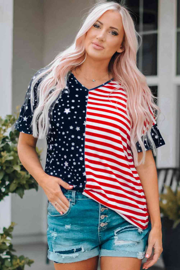 Stars and Stripes V-Neck Tee | 1mrk.com