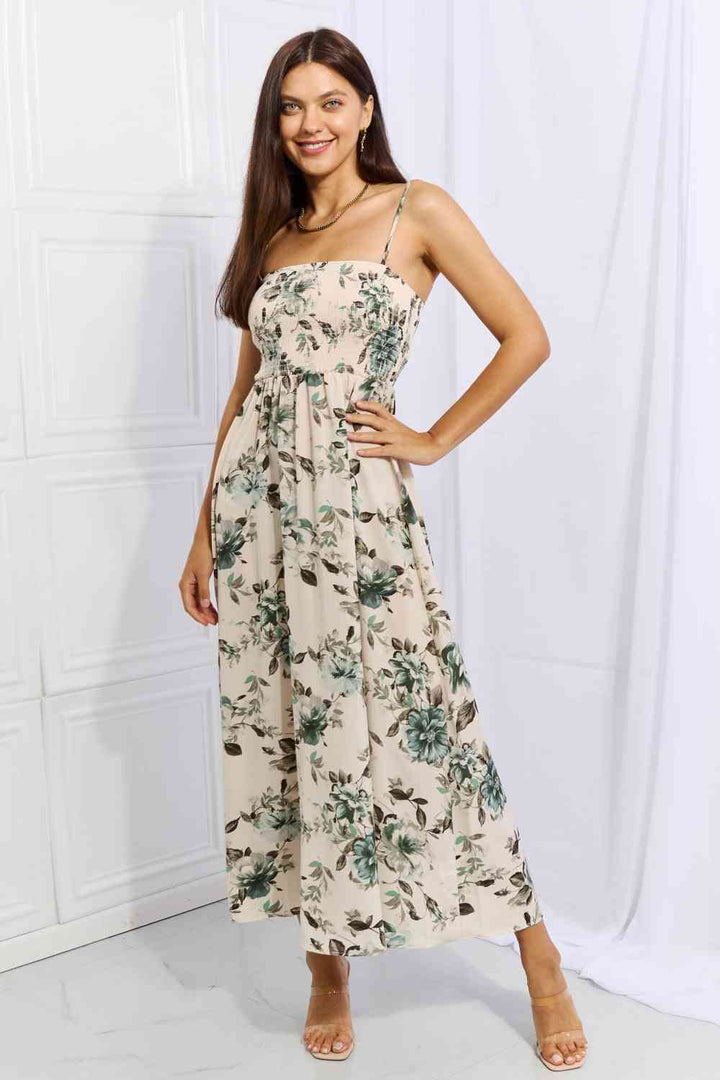 OneTheLand Hold Me Tight Sleeveless Floral Maxi Dress in Sage | 1mrk.com