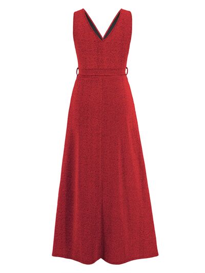 Slit Surplice Tie Waist Sleeveless Dress |1mrk.com