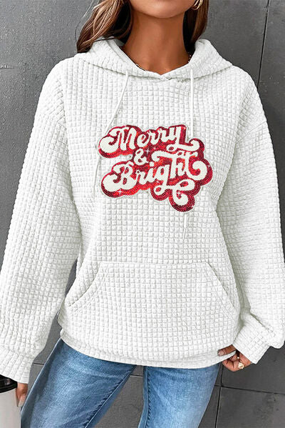 MERRY & BRIGHT Sequin Waffle-Knit Hoodie | 1mrk.com