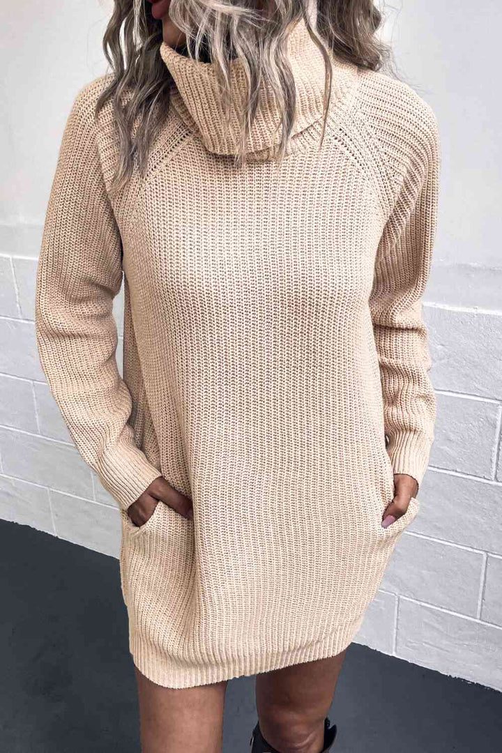 Turtleneck Sweater Dress with Pockets |1mrk.com