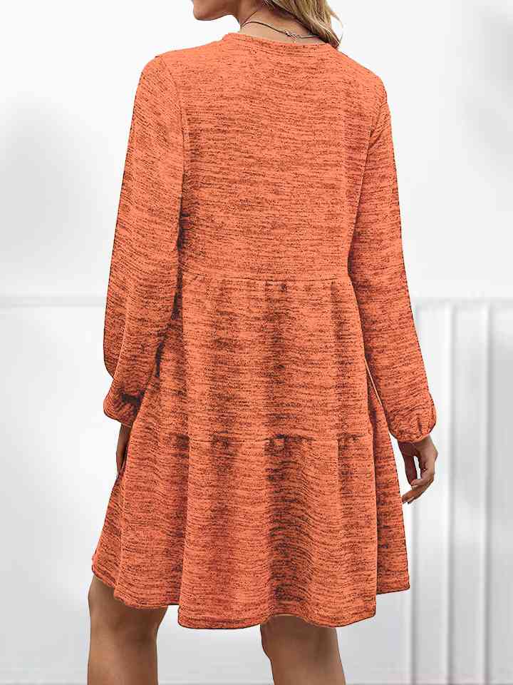 Square Neck Long Sleeve Dress | 1mrk.com