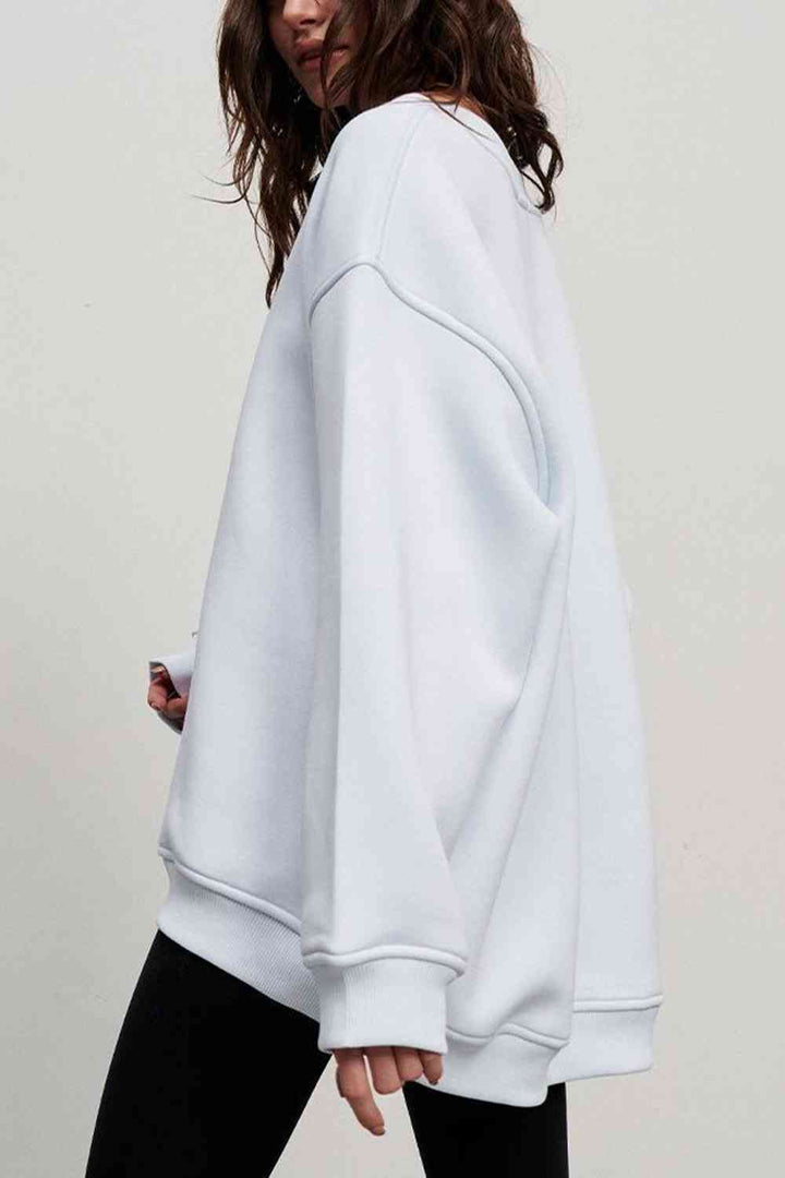 Oversize Round Neck Dropped Shoulder Sweatshirt |1mrk.com