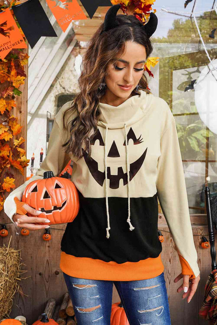 Long Sleeve Jack-O'-Lantern Graphic Sweatshirt |1mrk.com