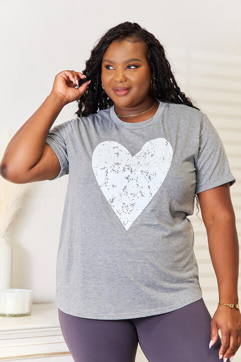 Simply Love Heart Graphic Cuffed Short Sleeve T-Shirt | 1mrk.com