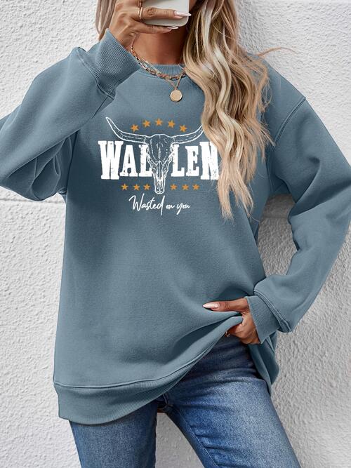 Graphic Round Neck Dropped Shoulder Sweatshirt |1mrk.com