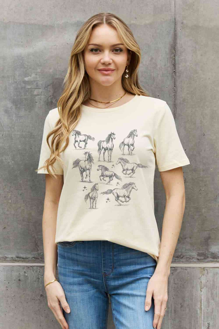 Simply Love Horse Graphic Cotton T-Shirt | 1mrk.com