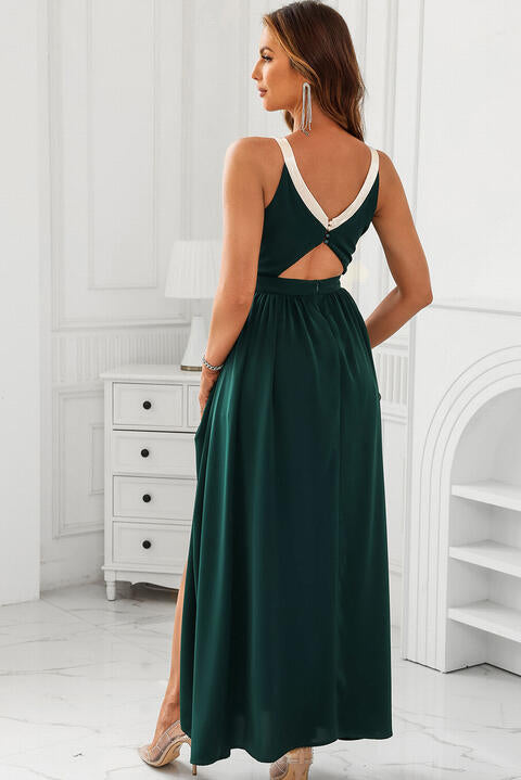 Cutout Ruched Slit Sleeveless Dress | 1mrk.com