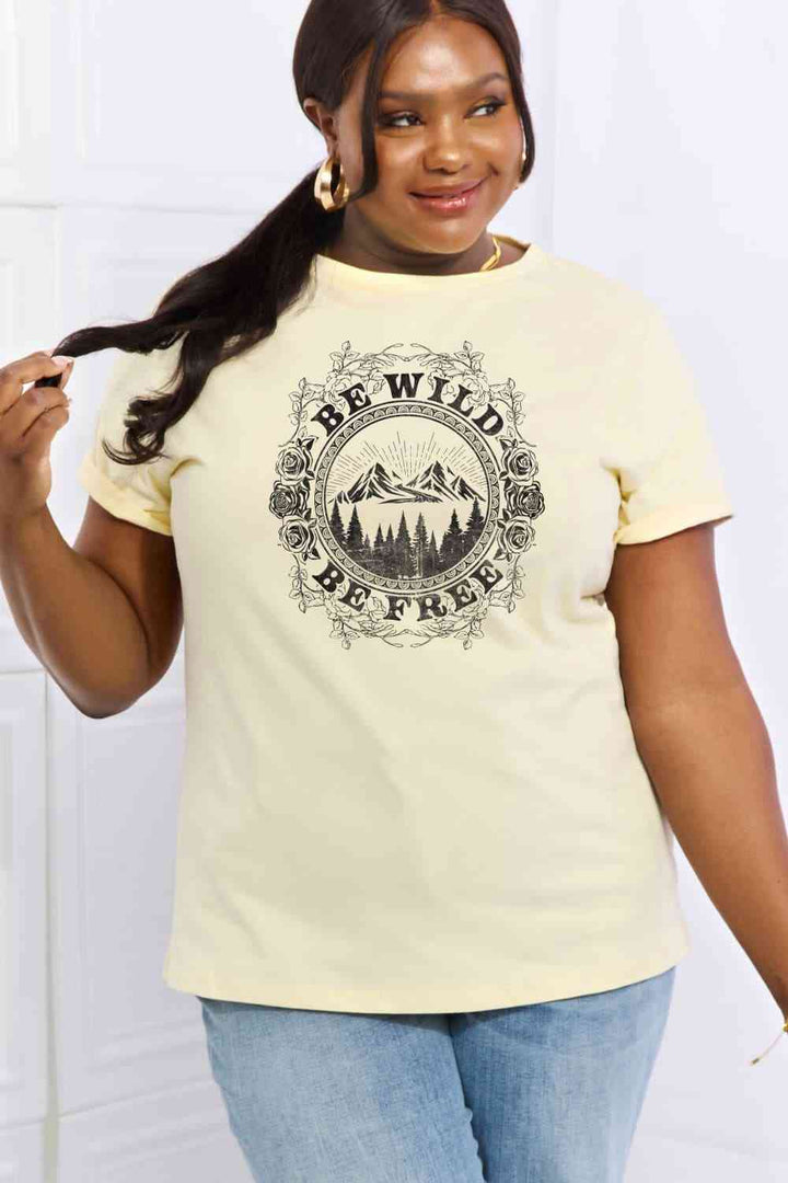 Simply Love Full Size BE WILD BE FREE Graphic Cotton T-Shirt | 1mrk.com