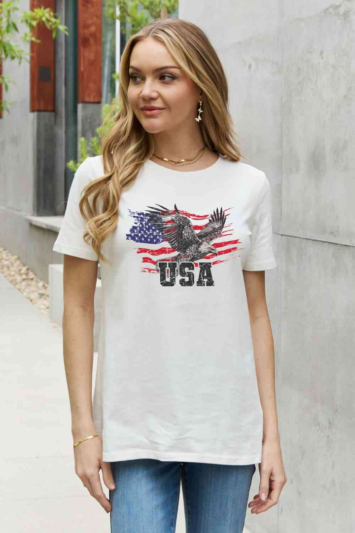 Simply Love USA Star and Stripe Eagle Graphic Cotton Tee | 1mrk.com